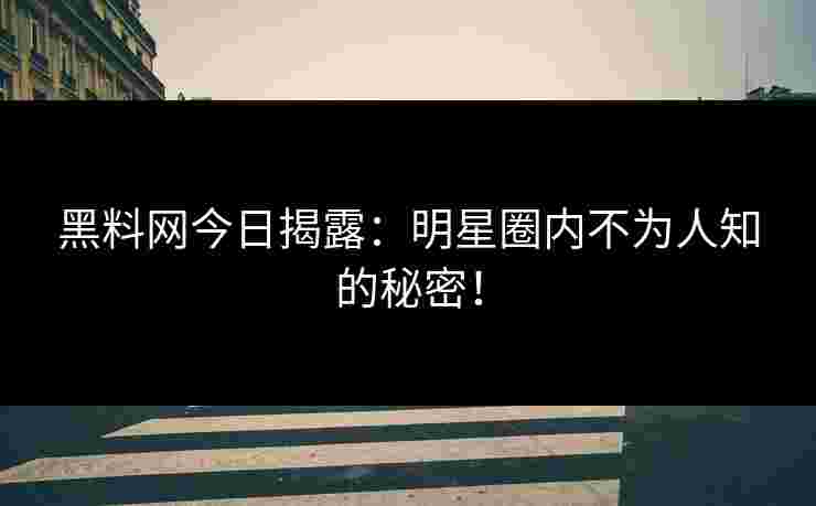 黑料网今日揭露：明星圈内不为人知的秘密！